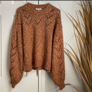 Madewell Pointelle Bubble-Sleeve Pullover Sweater